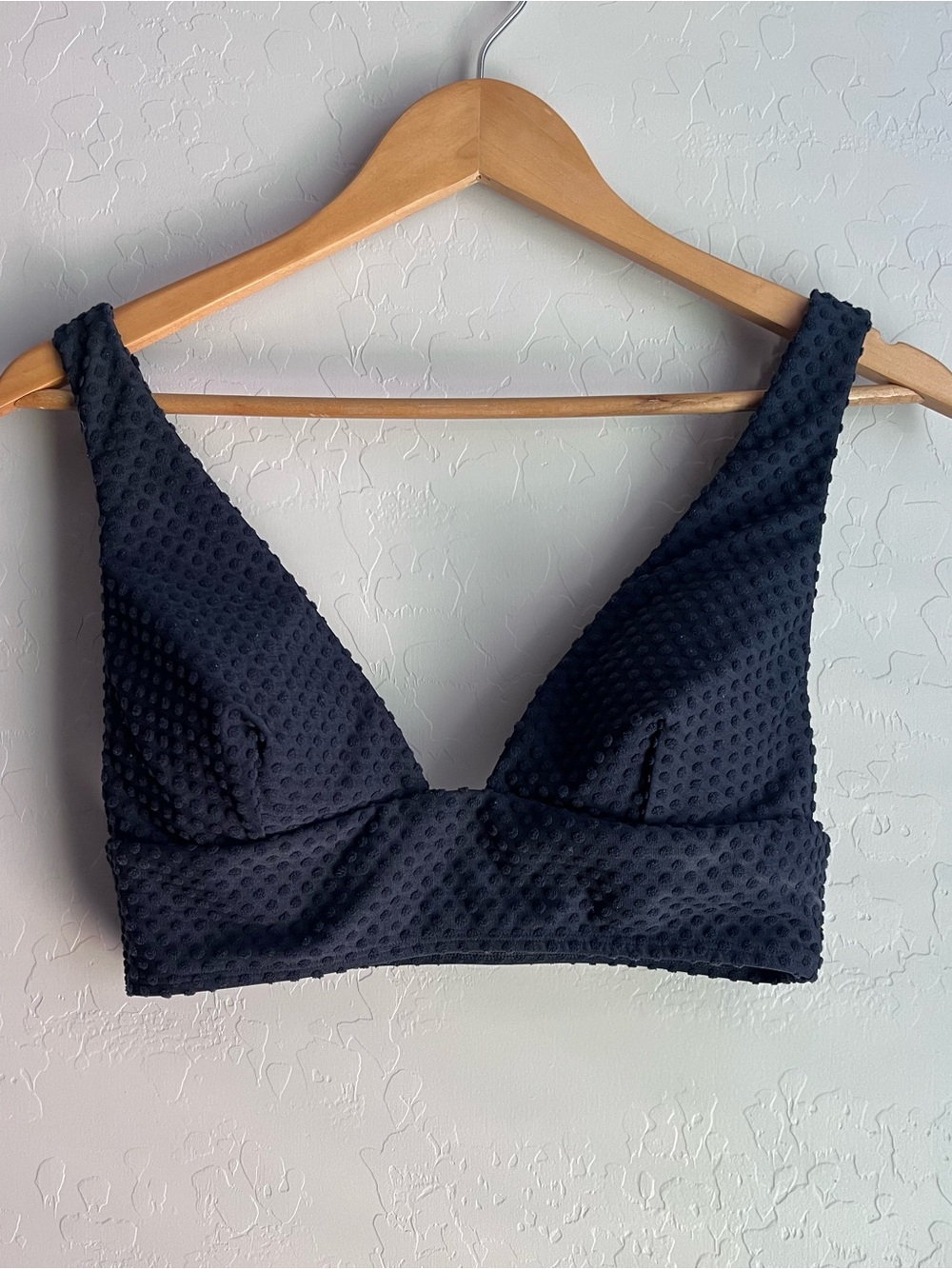 Polka dot textured bikini top